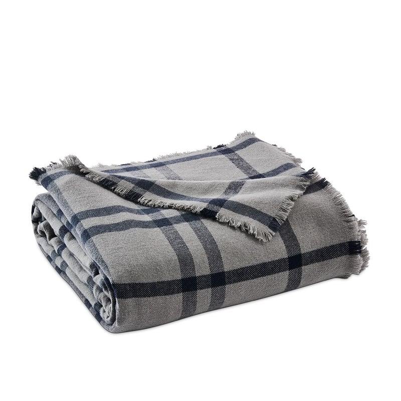 Australian Lambswool Grey & Navy Blanket