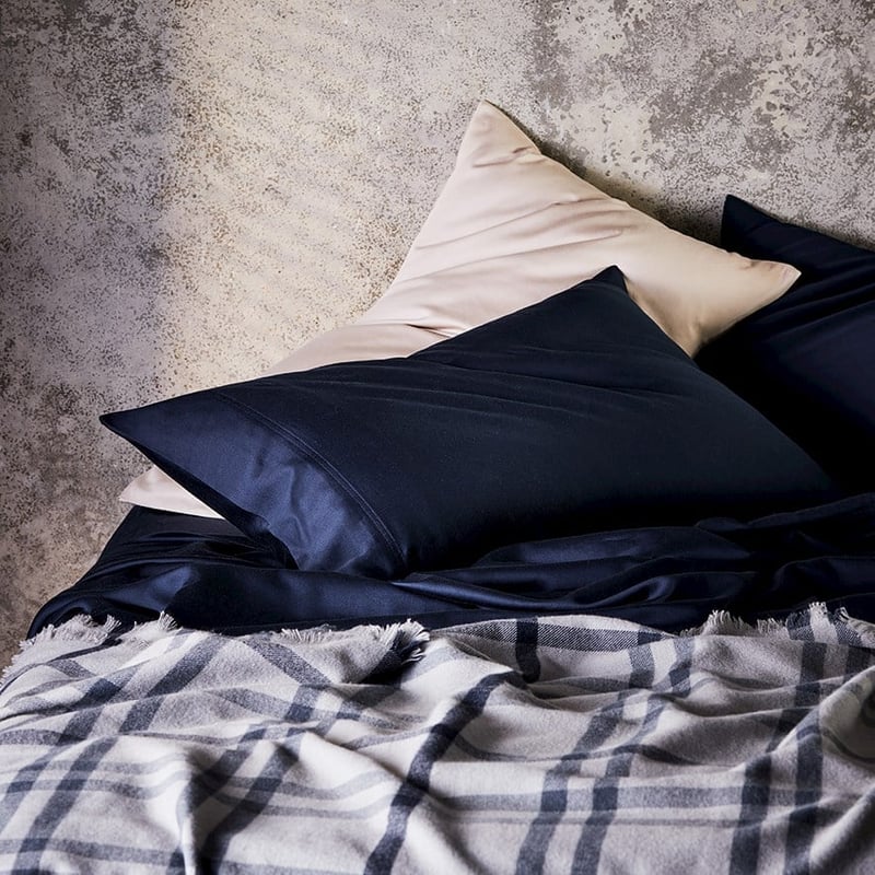 Australian Lambswool Grey & Navy Blanket