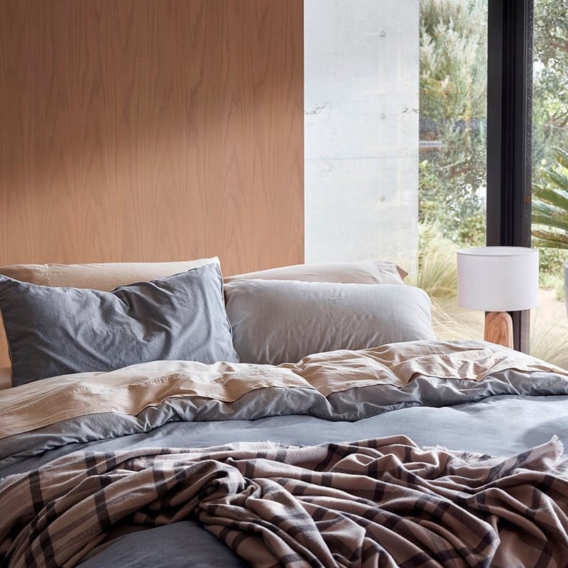 Australian Lambswool Natural & Grey Blanket