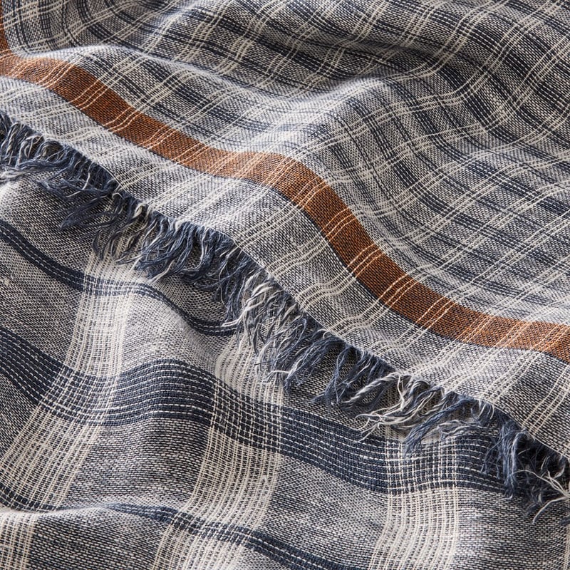 Hemp Navy & Natural Check Throw