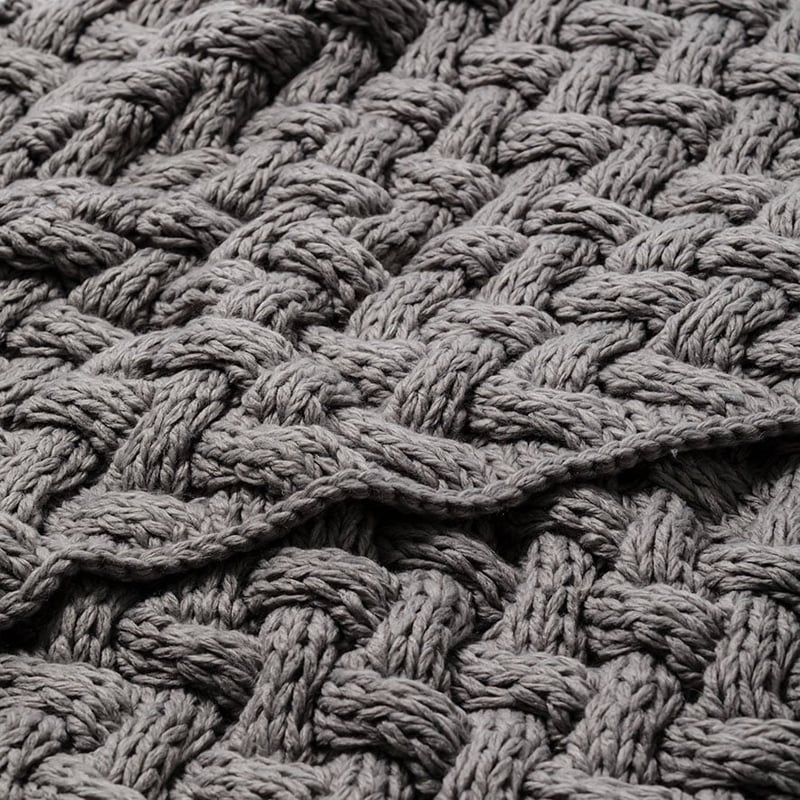 Metta Silver Knit Throw