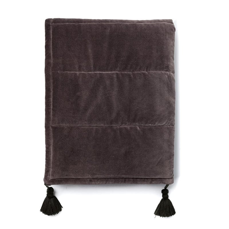 Bombay Charcoal Quilted Velvet Throw