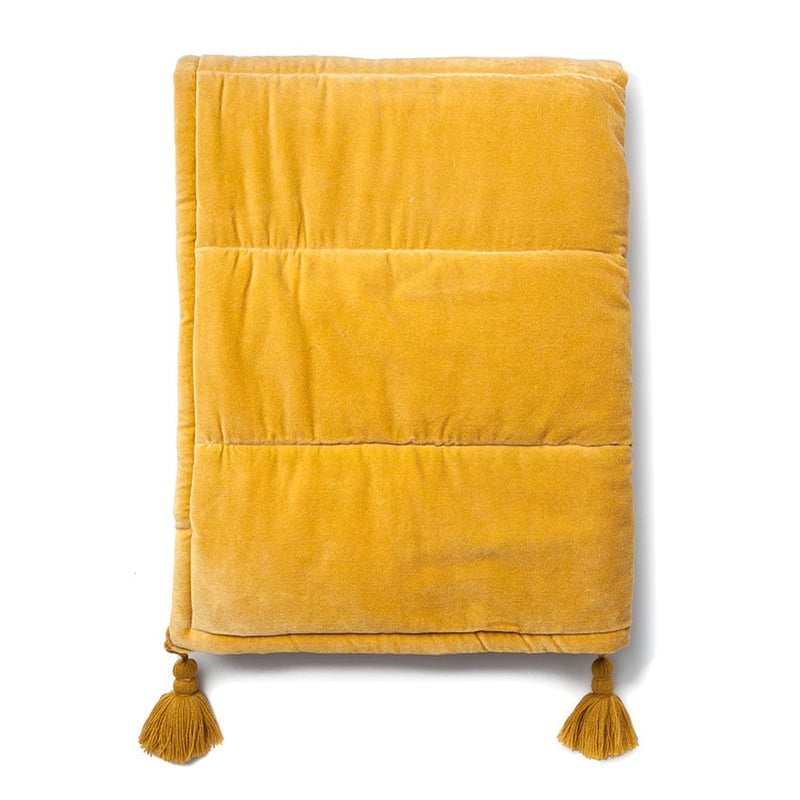 Bombay Mustard Quilted Velvet Throw