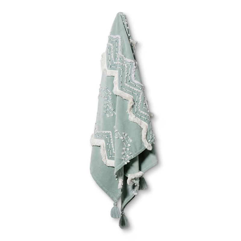 Neko Duck Egg Blue Velvet Fringed Throw