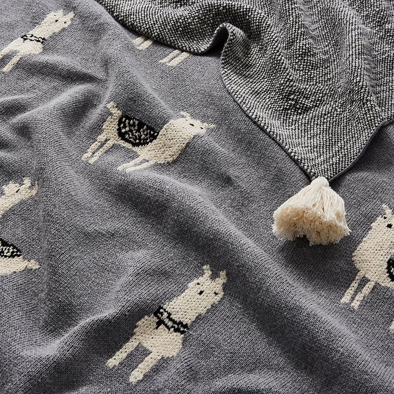 Newfarm Grey Leo Llama Throw