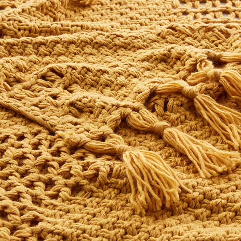 Sinclair Mustard Knit Throw