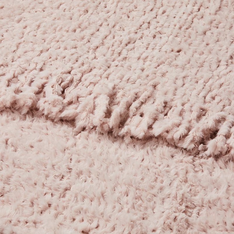 Avoca Dusty Pink Feather Yarn Tassel Throw