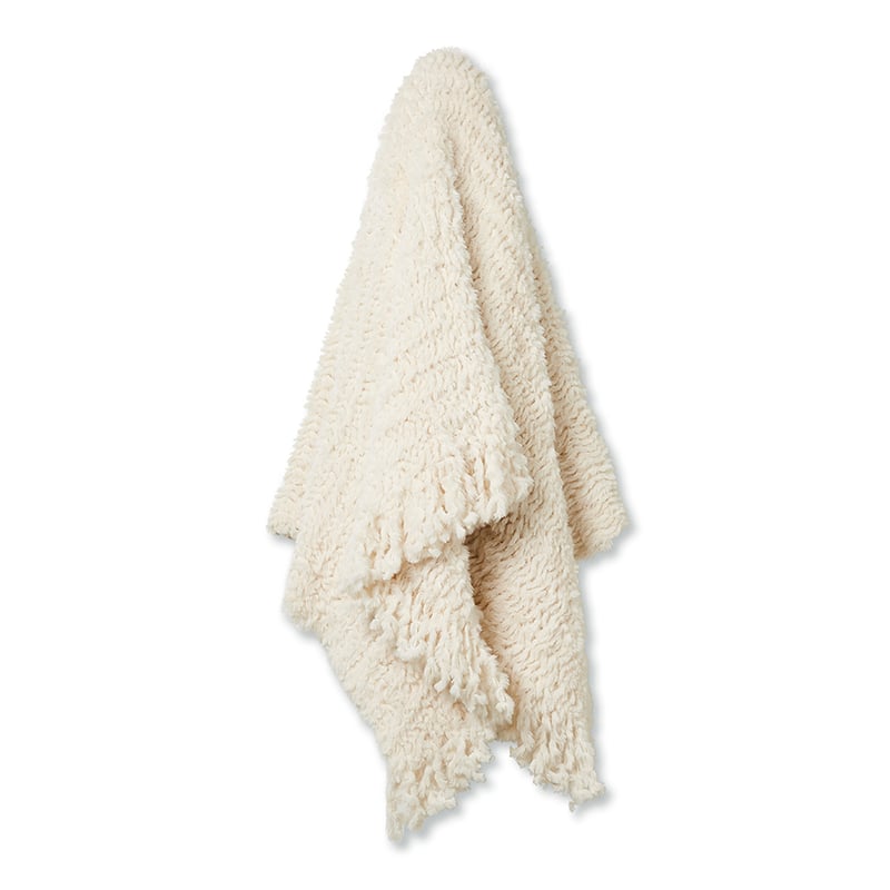 Avoca Winter White Feather Yarn Tassel Throw