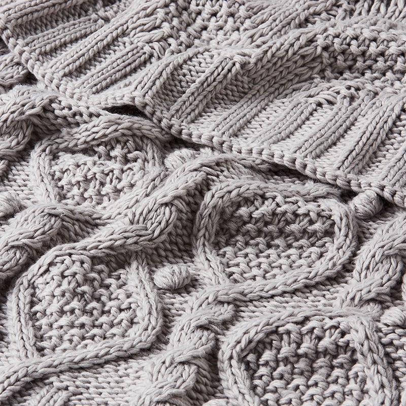 Mornington Grey Cable Knit Throw