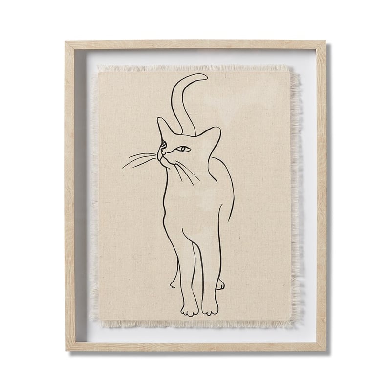 Linework Curious Cat Linen Wall Art