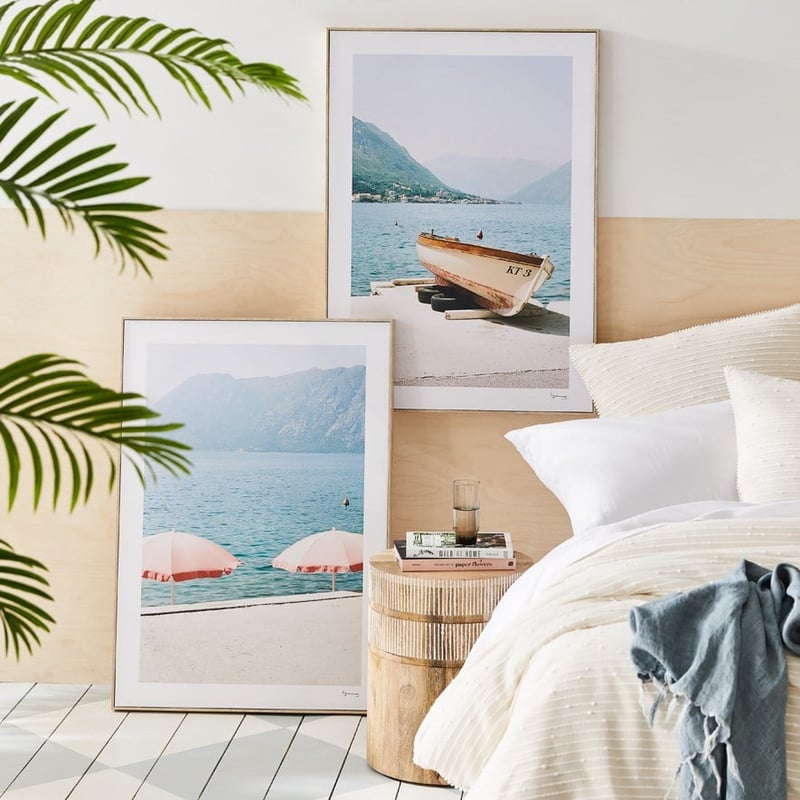 Benjamin Long Photography Montenegro Coral Paired Umbrellas Wall Art 