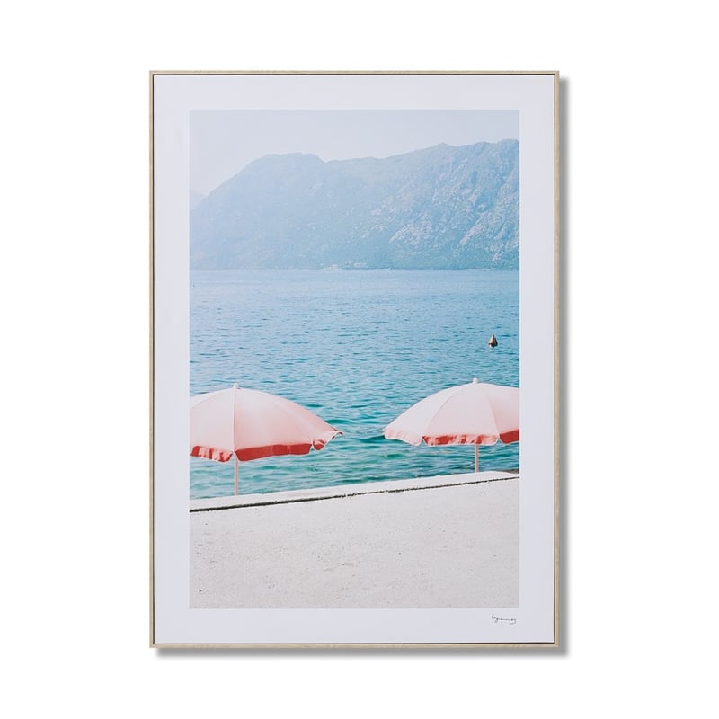 Benjamin Long Photography Montenegro Coral Paired Umbrellas Wall Art 