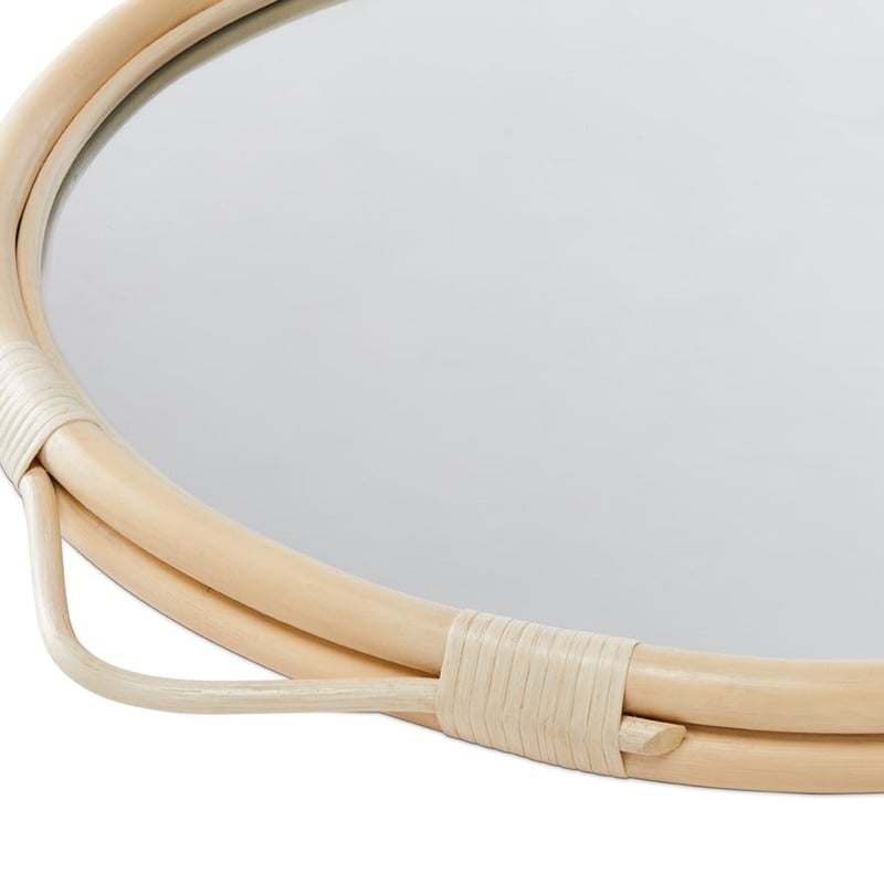 Hook Rattan 70D Natural Round Mirror