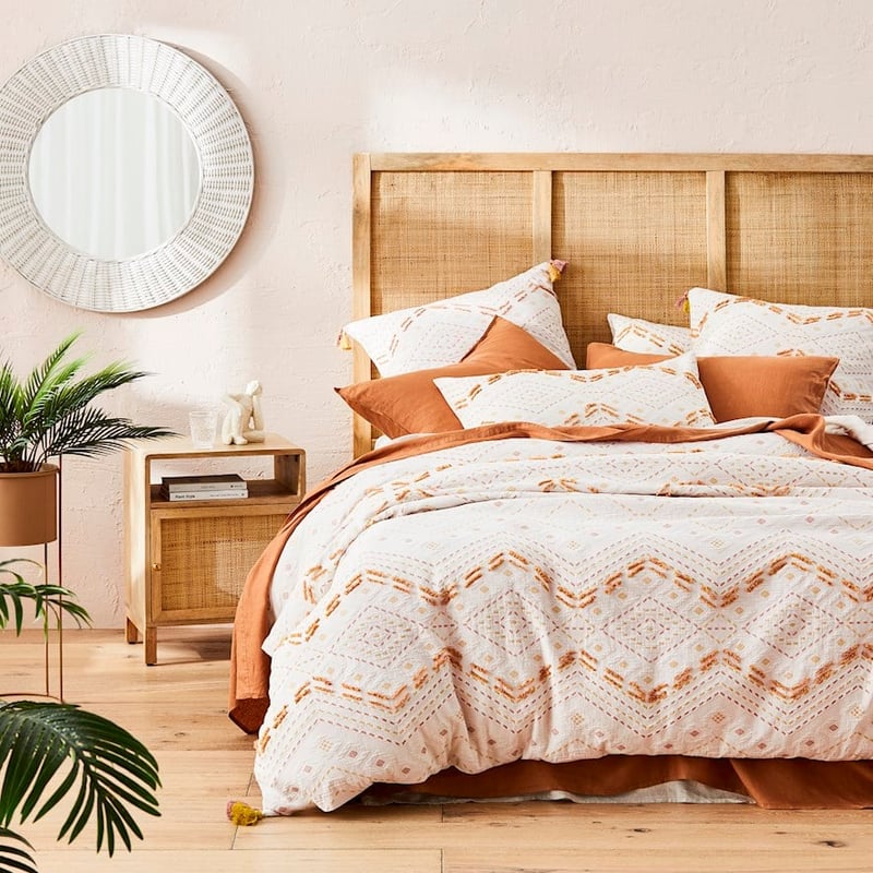 Rattan Antique White Round Woven Mirror