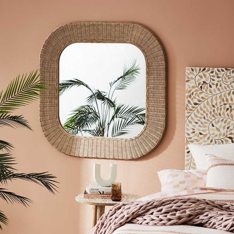 Natural Square Rattan Woven Mirror
