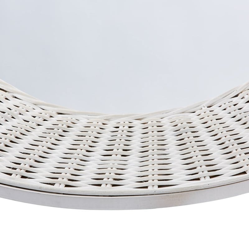 Rattan Antique White Square Woven Mirror
