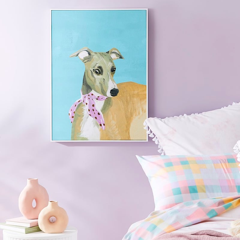 Kitsch Turquoise Whippet Pet Canvas