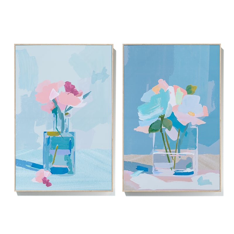 Still Life Artwork Light Blue Flowers