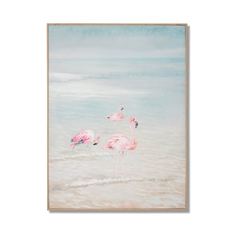 Flamingo Sea Green Trio Beach Artwork