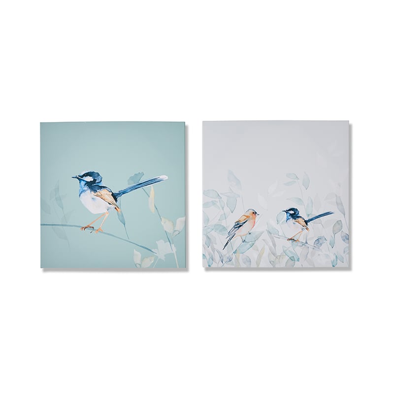 Set of 2 Canvas Sage Birds