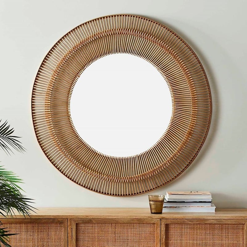 Aztec Large Natural Bamboo Mirror