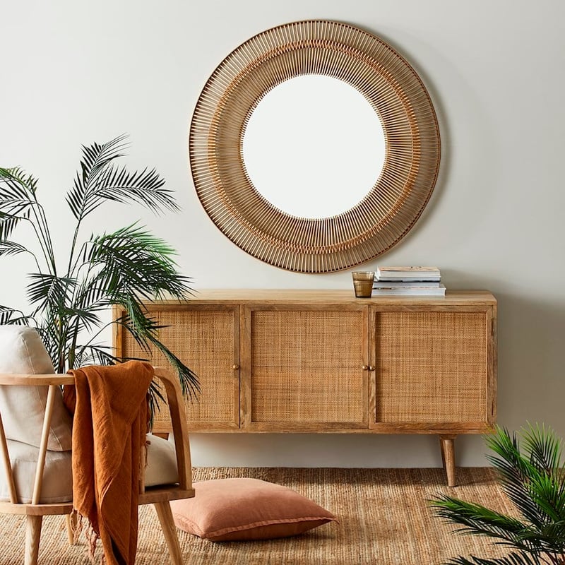 Aztec Large Natural Bamboo Mirror