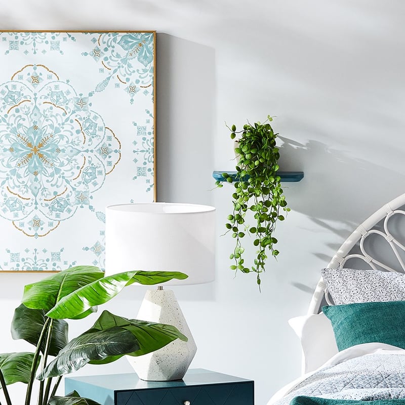 Tile Mandala Sky Blue Gold Fleck Wall Art