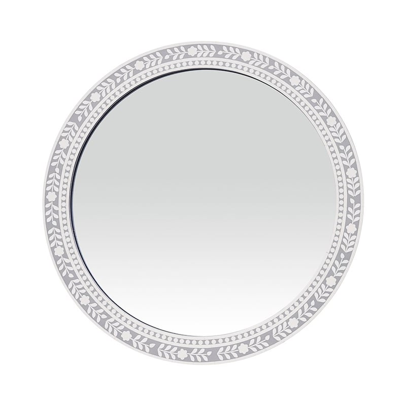 Inlay Cloud Grey Round Mirror