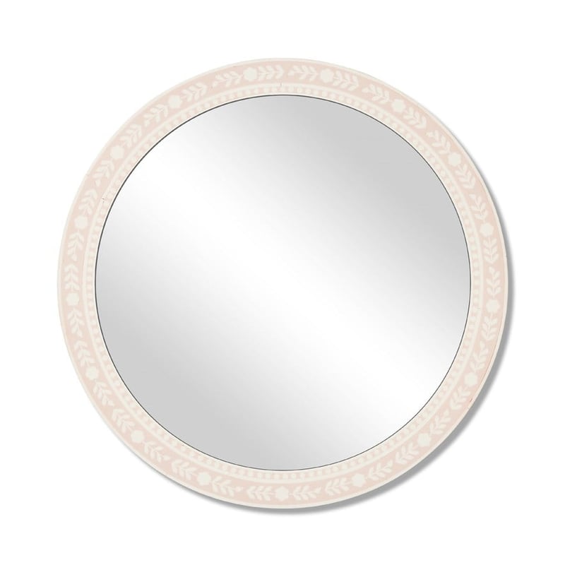 Inlay Pink Round Mirror