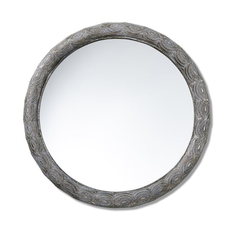 Taza Antique Silver Round Mirror