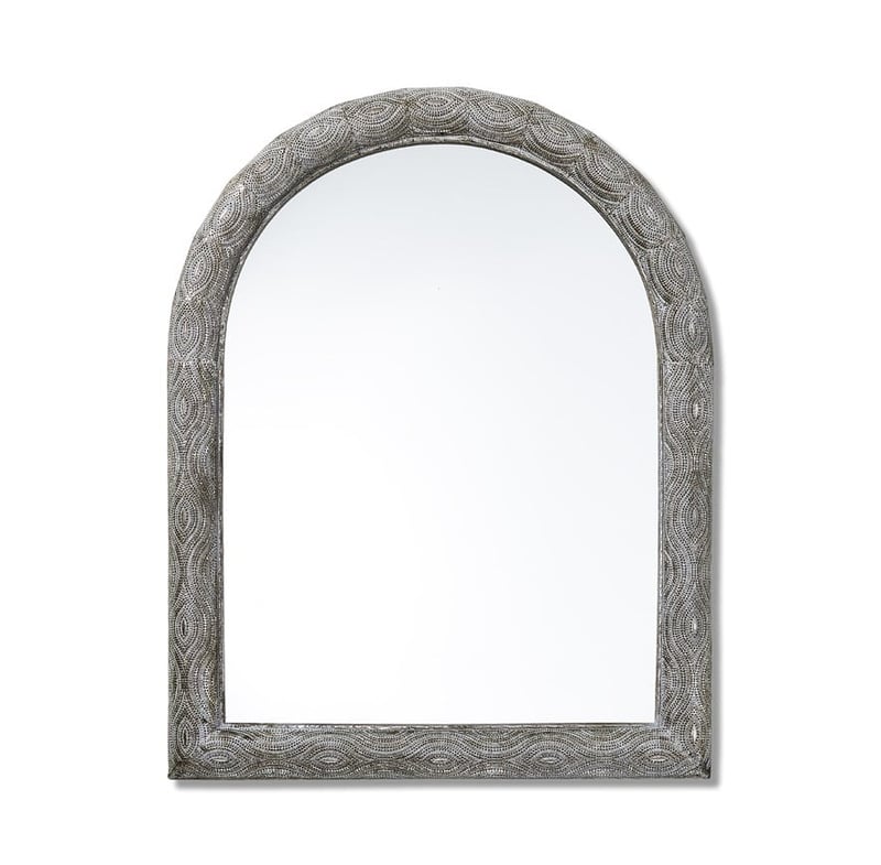 Taza Antique Silver Arch Mirror Round