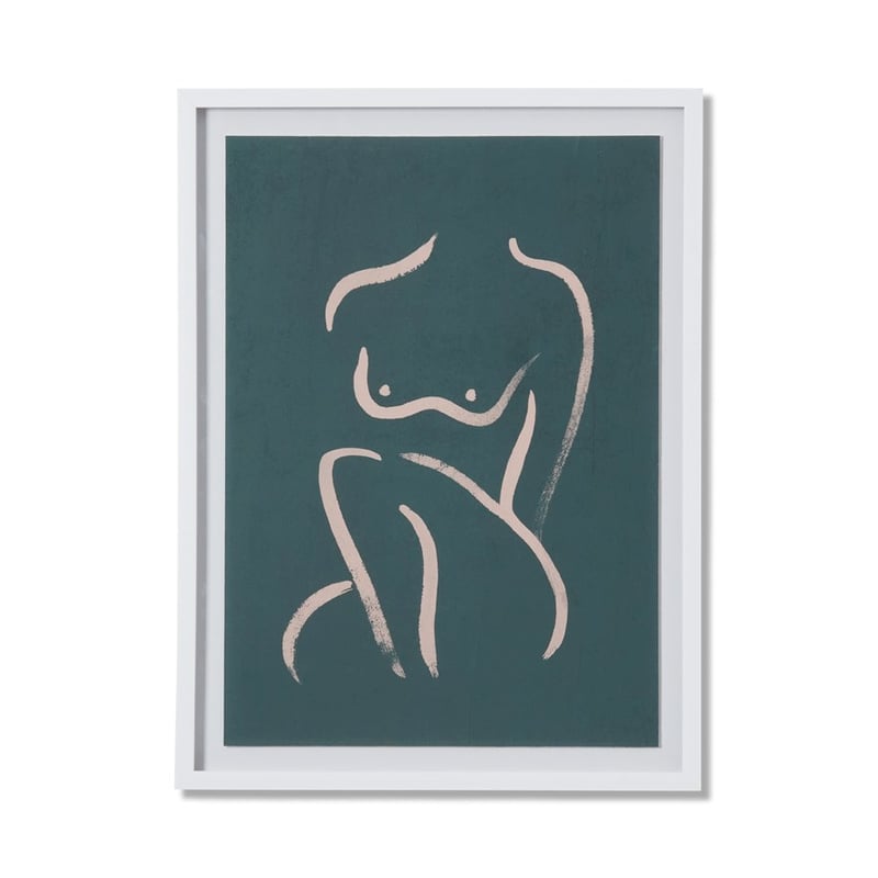 Brush Stroke Nudes Forest Green Pose Wall Art
