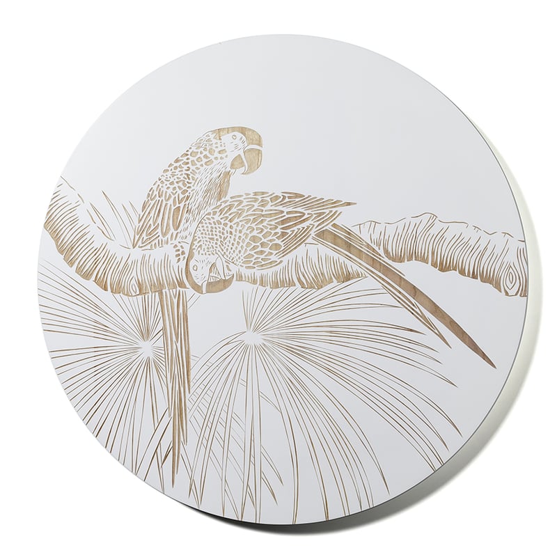 Timber Artwork Parrots Natural & White