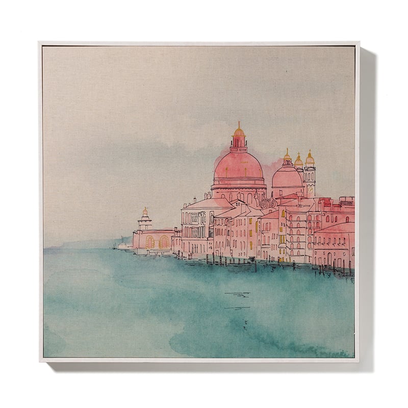 Venice Bay Canvas in Azure & Terracotta