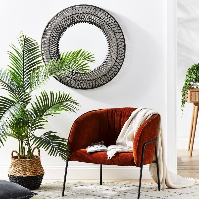 Crosshatch Woven Greywash Bamboo Mirror 