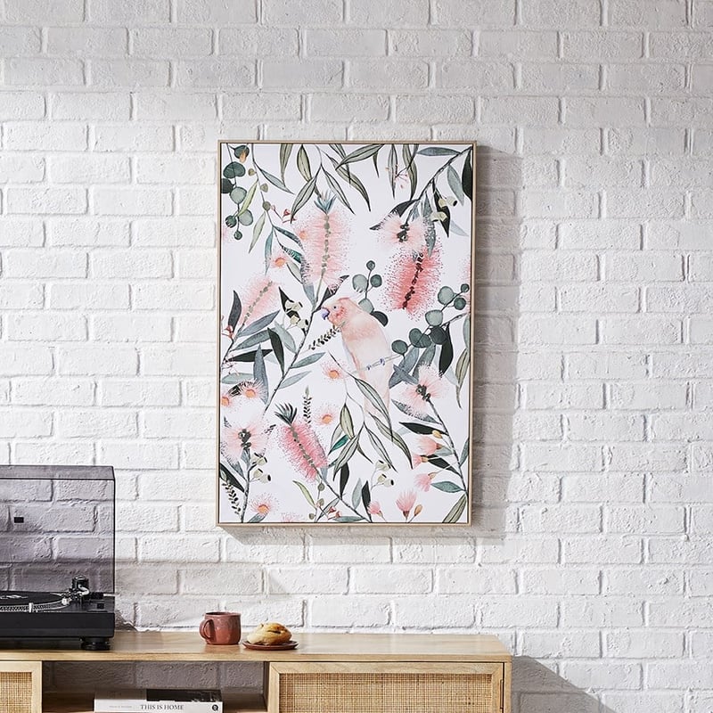 Australian Native Flora Blush Pink Cockatoo Wall Art