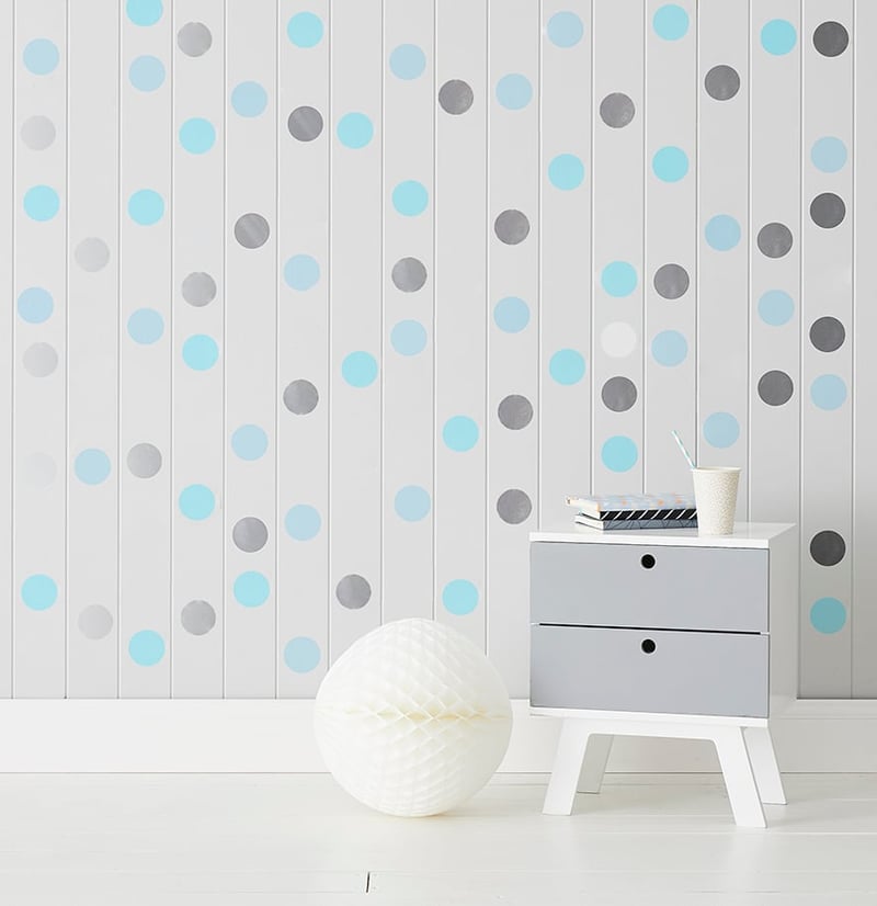Silver & Blue Spots Removable Wall Stickers