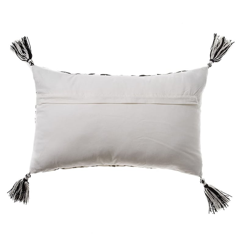 Tribal Pleated Black and Natural Long Cushion