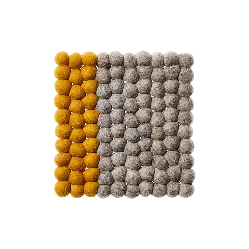 Nepalese Wool Square Trivet Light Grey & Mustard