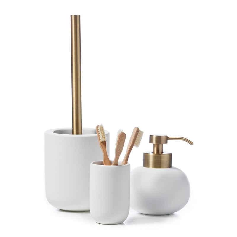 Dane White & Gold Separates Bathroom Accessories