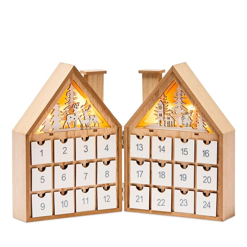 Advent Calendar Natural & White Festive Decorative Scene