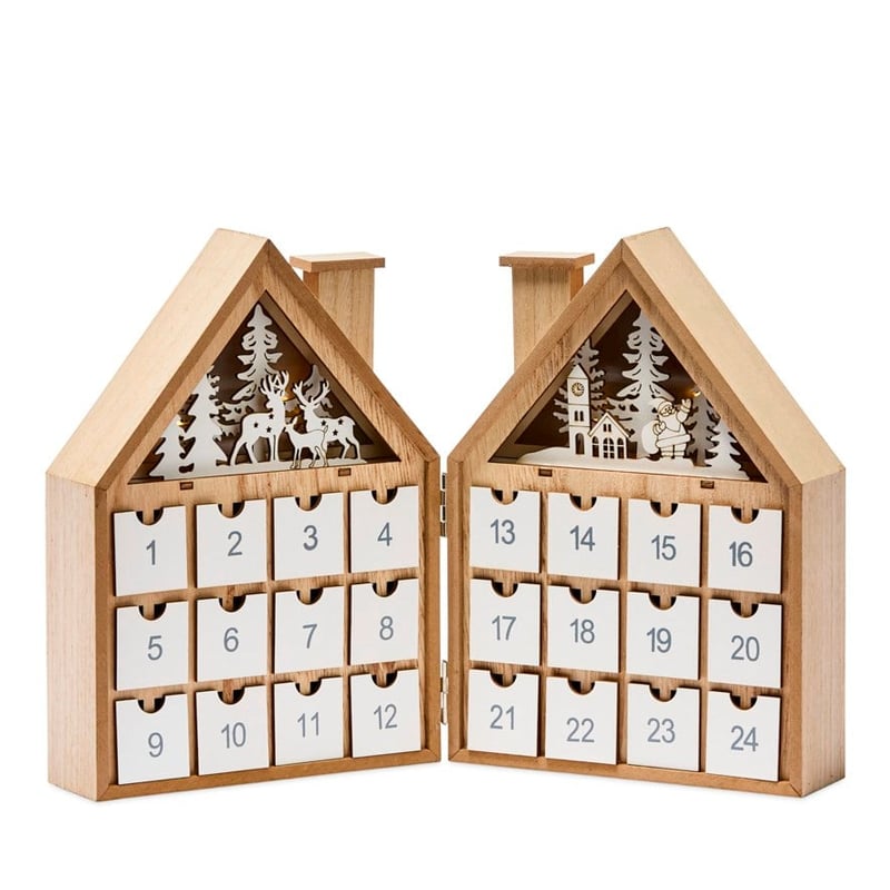 Advent Calendar Natural & White Festive Decorative Scene
