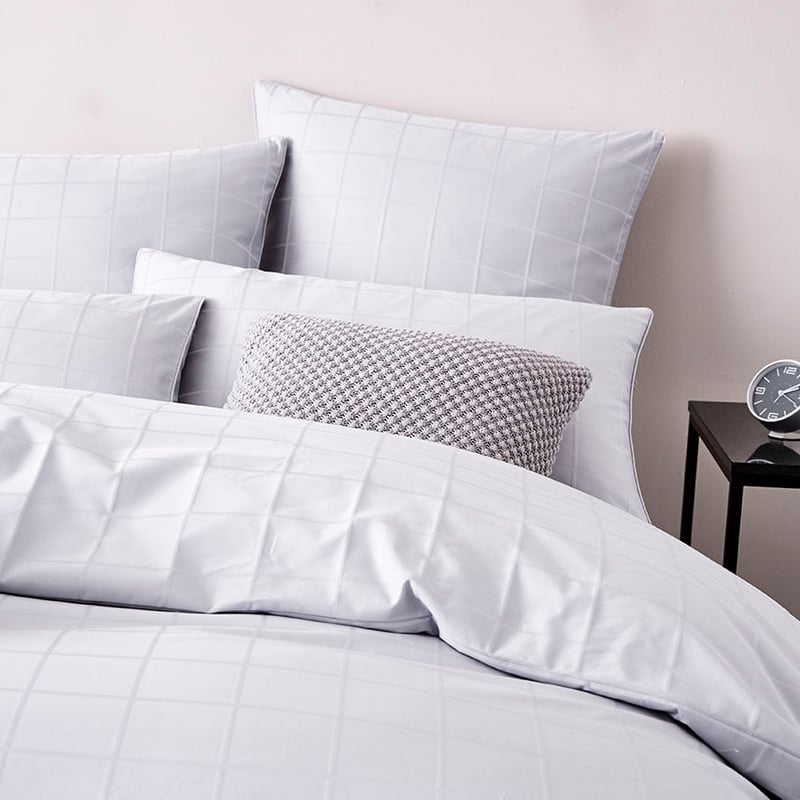1000TC Gramercy Grid Grey Dawn Quilt Cover Separates