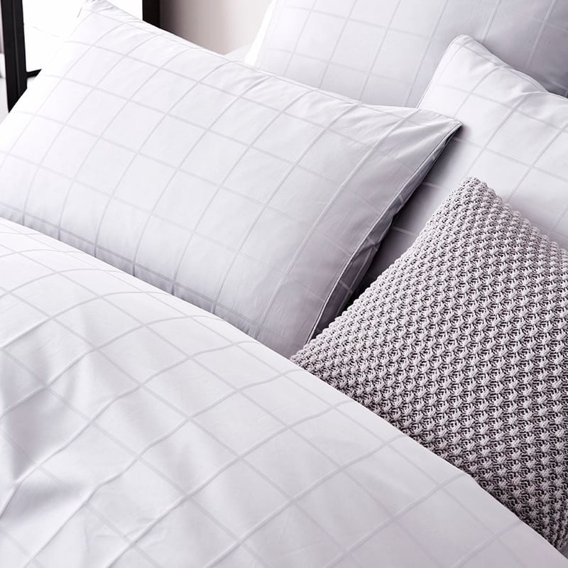1000TC Gramercy Grid Grey Dawn Quilt Cover Separates