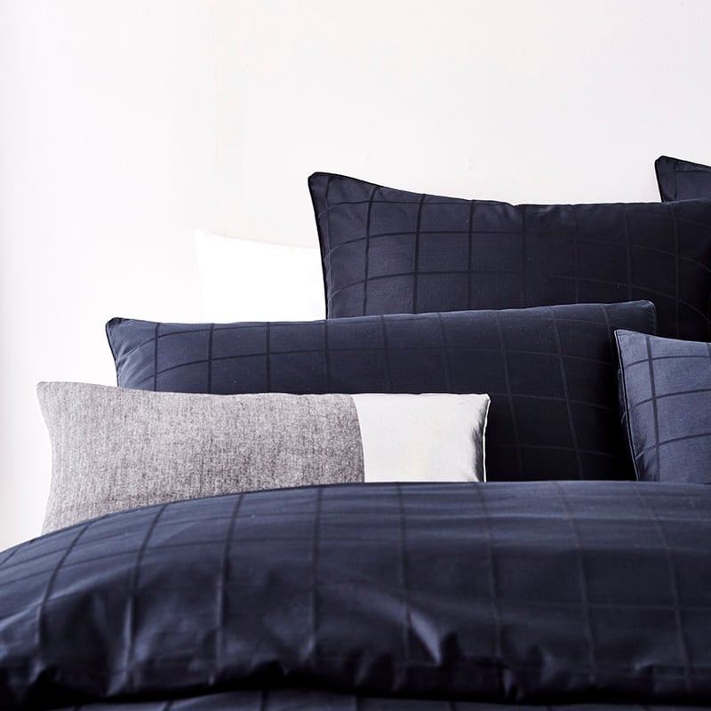 1000TC Gramercy Grid Midnight Quilt Cover Separates