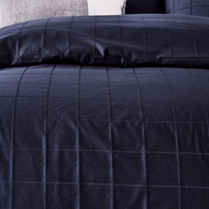1000TC Gramercy Grid Midnight Quilt Cover Separates
