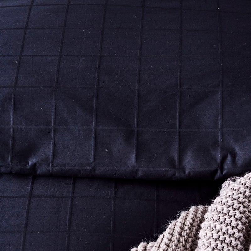 1000TC Gramercy Grid Midnight Quilt Cover Separates