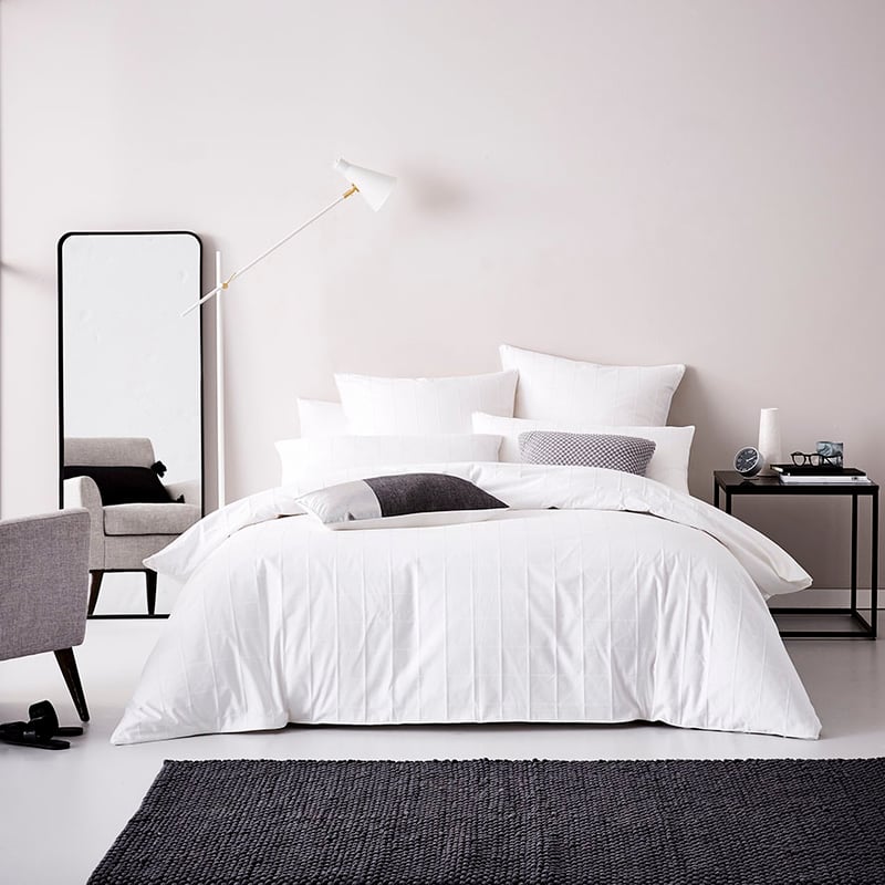 1000TC Gramercy Grid White Quilt Cover Separates