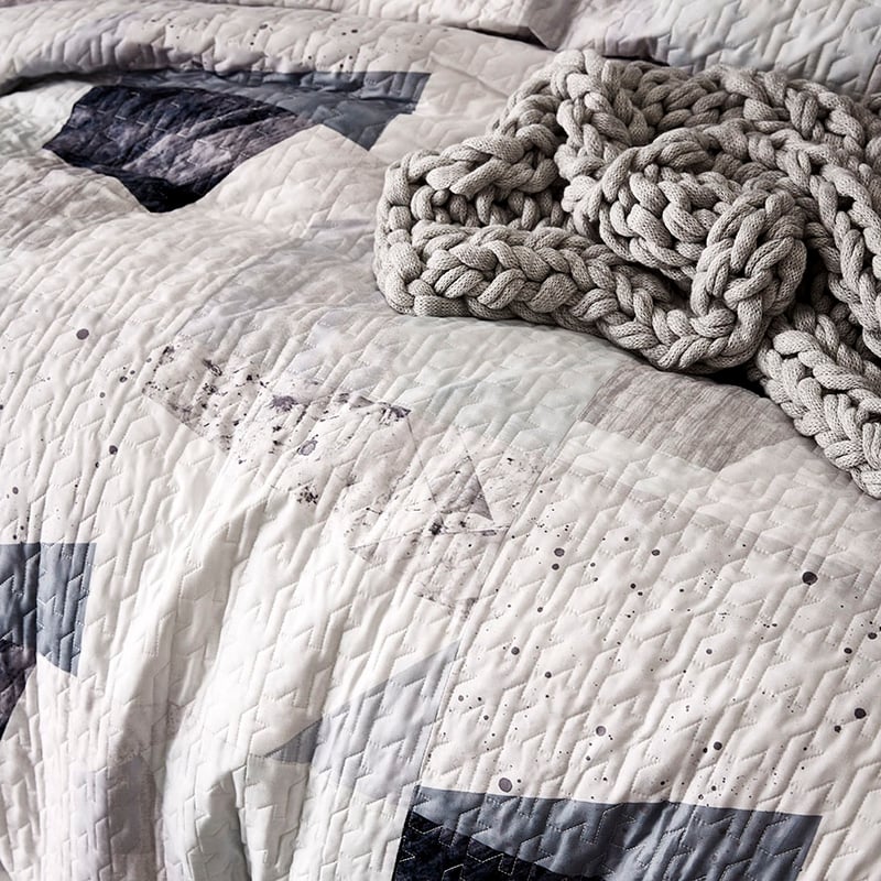 Morrison Quilted Quilt Cover Sky Grey