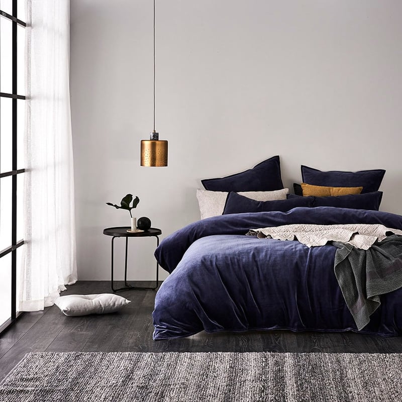 Cotton Velvet Quilt Cover Navy 
